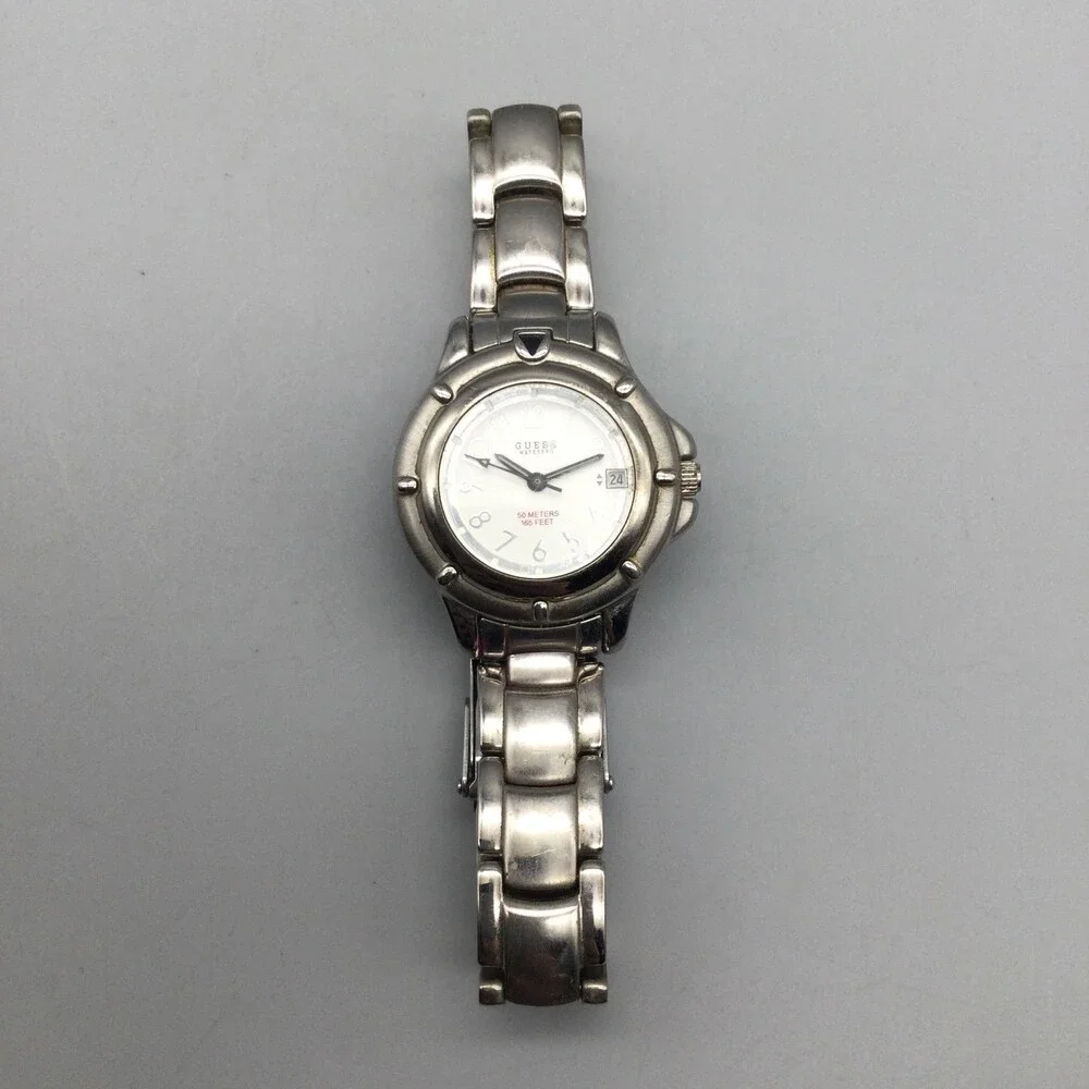 Guess Waterpro Womens Watch 28mm Silver Tone Bracelet Date New Battery 7